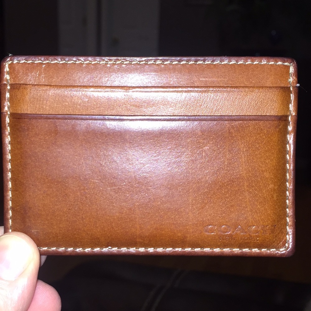 Leather, Coach Money Clip/Front Pocket Wallet